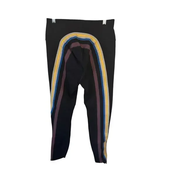 FP MOVEMENT NWOT Run Racer Rainbow Striped Black Leggings Size Large High Rise - Picture 6 of 12
